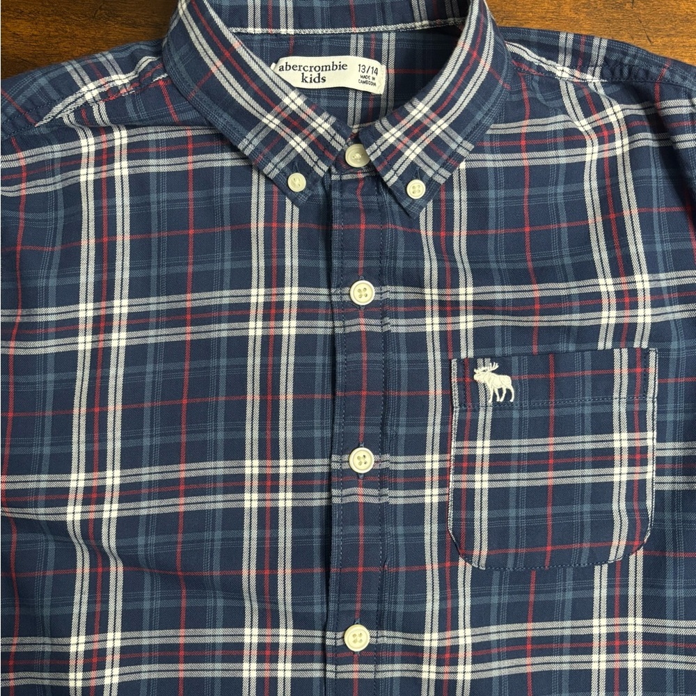 Abercrombie Kids Navy Plaid Boy's Shirt